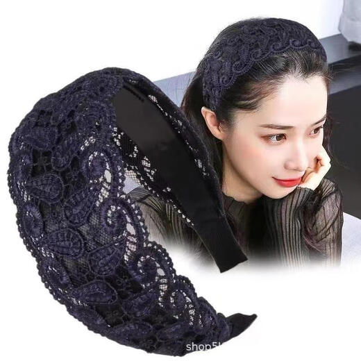 Case makeup Chinese Valentine's Day white hair headband temperament hairpin wide edge widened thin fashion Internet celebrity hair hoop popular wide edge lace headband black