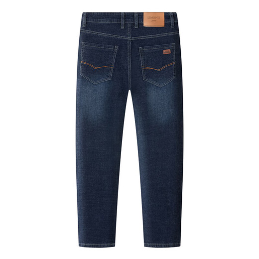 LIMENG jeans men's straight-leg loose stretch large size casual jeans trendy for all seasons blue gray (plus velvet) 32