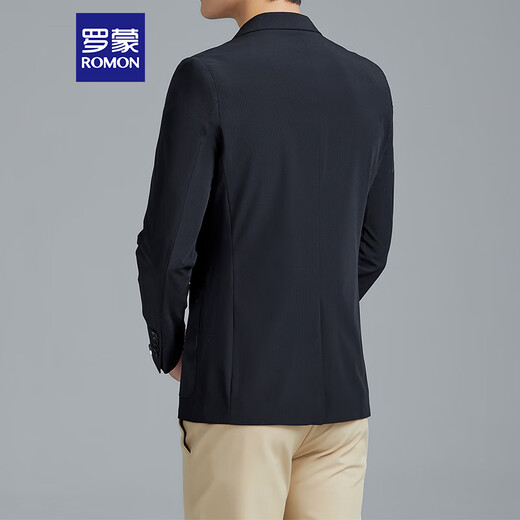 ROMON suit men's four seasons casual small suit business single suit top professional formal jacket 2322 black XL