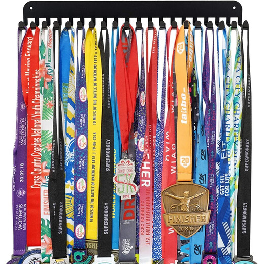 Zuozhixun marathon medal rack display rack medal honor hanging rack wall-mounted punch-free metal medal tie hook rack marathon medal hook/20 hooks