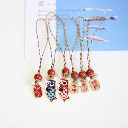 Seine Dynamik: Mobiltelefon Lanyard-Anhänger, Schmuck für Mobiltelefonketten, japanische und koreanische Karpfen, Anti-Lost-Seilkurzanhänger, USB-Schlüsselbund-Multifunktionshänge-Ornament, alle Ihre Wünsche werden wahr geworden