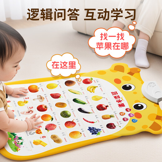 奕思瑞婴幼儿有声早教挂图拼音识字挂图数字看图识物点读发声儿童玩具 1张【认识动物】