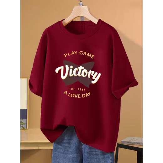Mit reiner Yishion Koreaner Version von Fat MM ApricoT Pure Cotton Kurzärmelte T-Shirt für Frauen 2025 Neue Sommer großer schlanker Schulter halbärmelig.