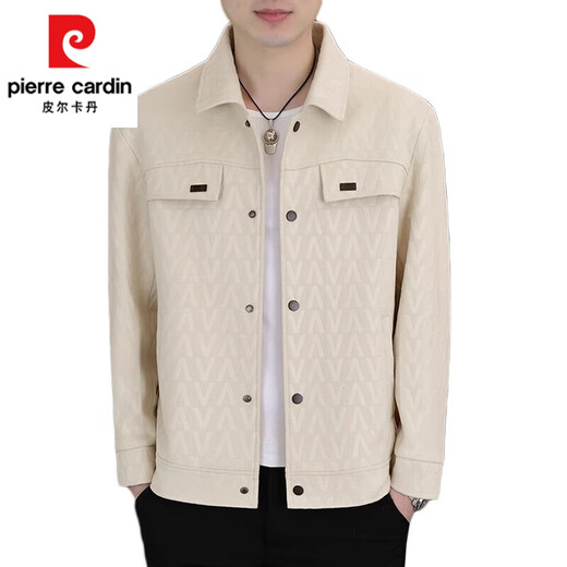 Pierre Cardin jacket men's spring and autumn new style young and middle-aged men's lapel casual single-breasted handsome simple top men 8312 black M