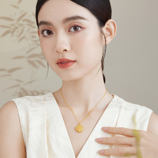 Kuang Yi Shuibei gold eight treasure compass pendant 999 pure gold transfer bead necklace baby male and female couple model eight treasure compass pendant gold 0.7 grams (free silver