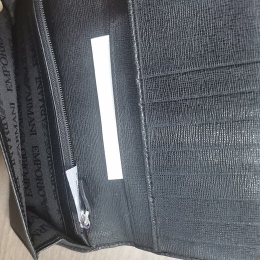Armani (Emporio Armani) eagle logo all-over folding long leather card holder wallet is out of stock and will not be exchanged or returned, black, one size fits all