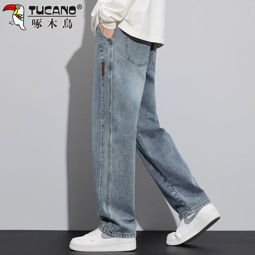 Woodpecker (TUCANO) jeans men's autumn and winter casual pants men's American fashion brand wide-leg straight trousers deep nostalgia L