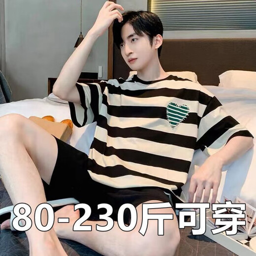 泽攸2025新款睡衣棉感男士短袖夏季薄款短裤加肥加大码家居服青年套装 6623可爱狗 4XL 男【200-230斤】