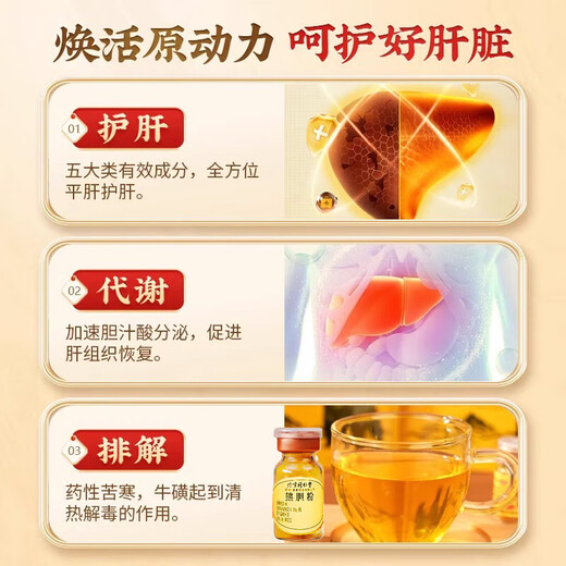 熊胆粉北京同仁堂0.25g 金胆熊胆粉金粉官方正品100%药王级紫金熊胆粉冻干中药材饮片养肝护肝礼盒 4盒 28瓶【肝火旺盛】疗程大礼盒装 赠3件套