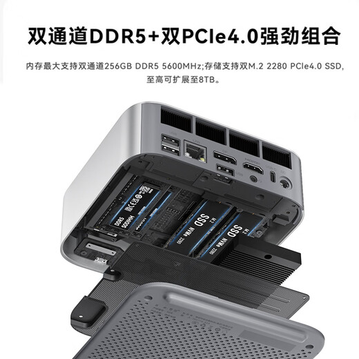 Национальная субсидия 20 % в нулевой момент Новое поколение SER8 8845HS Высокопроизводительный процессор AMD Ryzen 7 Сверхтихий мини-компьютер для игр и офиса серый 16 ГБ/1 ТБ