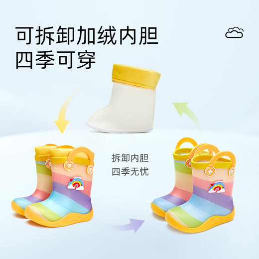 
Telanis children's rain boots boys rain boots soft sole non-slip step water shoes girls children's water boots yellow/color 23 sizes