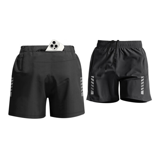 Alan Burton Running Shorts Herren Back Taille Pocket kann Mobiltelefon Sport Marathon Professional Leichtathletik-Fitness-Fünf-Punkte-Fahrradhose K3330 Black 2xl (160-180jin [Jin gleich 0,5 kg]) abhalten)