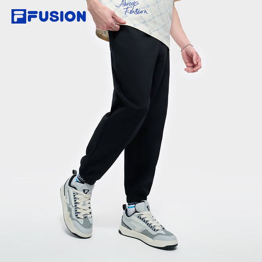 Fila Fusion Fila Fashion Brand Knited Pants 2025 Summer New Fashion New Fashion Flowing Pantalones casuales [Hombres] Negro - Bk L