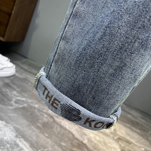 Elastische Taille Stretch Dehnung neun Punkte Jeans Herren Harem Hosen Lose Stretch-Krawattenhose Herren 2025 Sommer dünner Stil hellblau 36