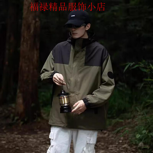 森马（Semir）登山服外套男士春秋款港风宽松情侣装夹克连帽防风防水 6227米白 3XL