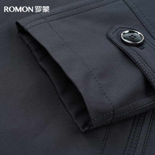 Romon windbreaker men's spring and autumn business casual mid-length coat Korean style slim trendy top dad work coat
