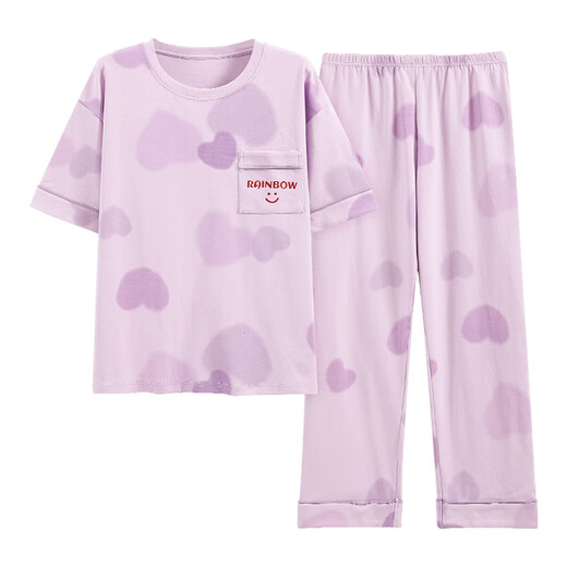Langsha Pyjamas für Frauen im Sommer Xinjiang Baumwolle kurzärmelige Hose Koreanische Version für Sommer kann All-Cotton-Home-Kleidung DGG-YZT-9713 M tragen
