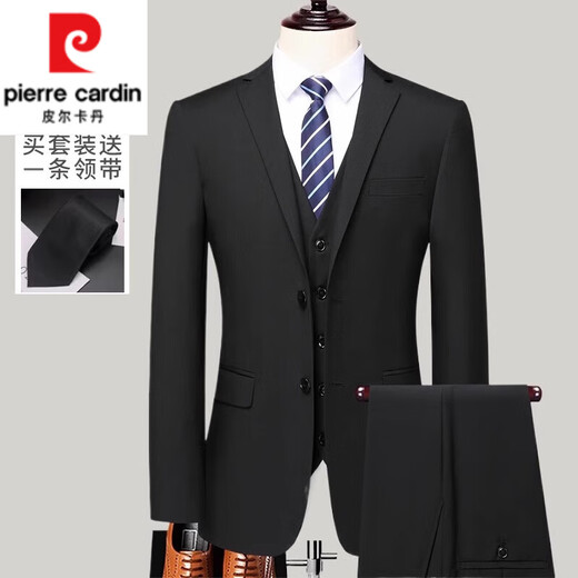 Pierre Cardin Suit Men's Suit Casual Black Dress Formal 2025 Spring Autumn Winter New Wedding Suit Slim Jacket Men Black Two Buttons Top + Pants 6XL