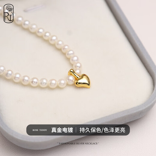 Only double love pendant women's gold pendant does not include necklace small golden bean 925 sterling silver buckle heart-shaped silver ornament single pendant small golden bean pendant sterling silver plated with 24K real gold