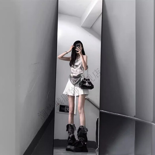 
Chaomengcheng American retro sexy hot girl fake two-piece sleeveless shirt for women in summer new tight outerwear vintage printed top XZ#9227 White S