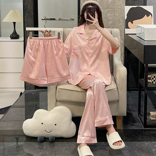 Catman (miiow) Pajamas pour femmes en été en trois pièces en trois pièces courtes à manches minces de grande taille.
