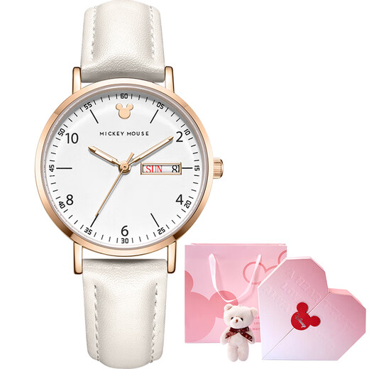 Disney (Disney) Women's Watch Fashionable Dual Calendar Girl's Watch Birthday Valentine's Day Back to School Gift for Girls Love Gift Box