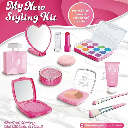AI Style Baby Cosmetics Simulation Children's Cosmetics Play House Makeup Toys Toys Girl Princess Adorn Makeup Pink Set (Ensemble de 12 pièces) pas s'appliquer (pas de couleur)