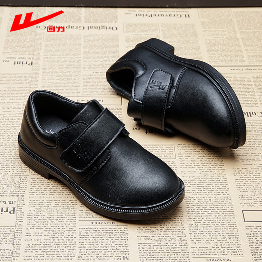 Huili boys' leather shoes campus performance shoes casual versatile young gentleman British etiquette children's shoes 0052 black 36
