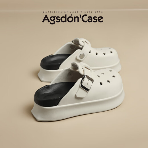 
Aogu Shiden thick-soled hole shoes for women 2025 spring and summer new style wear soft sole comfortable beach slippers simple toe tow LDN6210 simple white 37-38