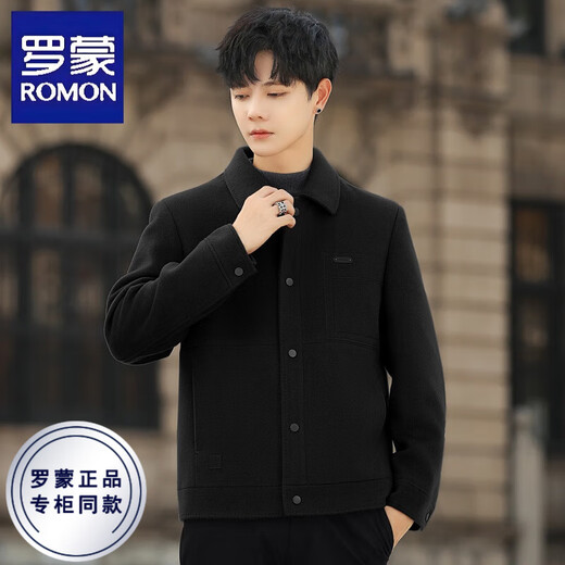 ROMON Double-sided Velvet Jacket Men's Woolen Woolen Coat Short Jacket Autumn and Winter Thickened Lapel High-end Business Men's Clothing Caramel Color/(Removable Down Liner) XL (135-155Jin Jin equals 0.5kg)