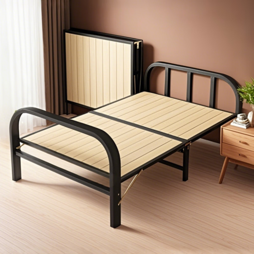 Jingju Klappbett Einbett Lunchbett Nickerchen Bett Camp Bett Krankenhaus Haus mit Hartbrettbett Eisenbett [Stille Verstärkung] 1.2*2 m BGC866