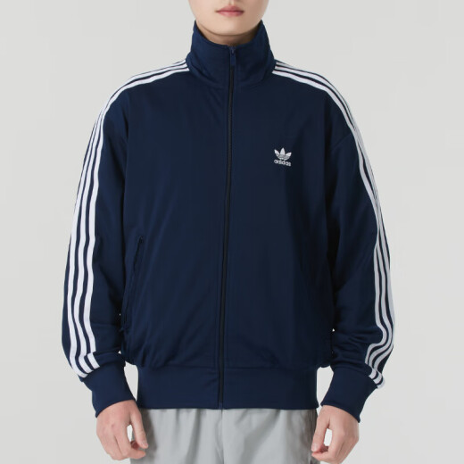 阿迪达斯 （adidas）三叶草外套男2025年春季户外训练针织翻领夹克休闲运动服IR9893 IR9893/深靛蓝/店长推荐 2XL