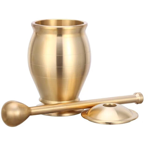 Sailoto medicine jar, pestle, medicine cup, mortar, mortar, mortar, brass cup, masher, garlic paste grinder, solid brass medicine jar, small