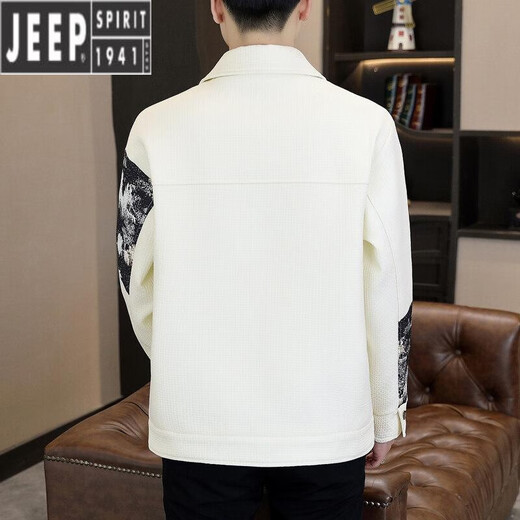 JEEP SPIRIT夹克男士春秋季新款潮牌撞色拼接休闲外套设计感翻领百搭男款上衣 9901黑色 M (约85~105斤可穿)