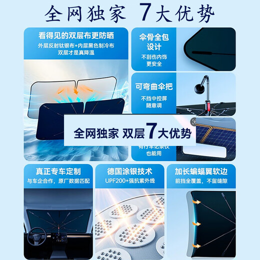 Tongrubi Auto-Sonnenschutz, Frontschild, Sonnenschutz, Wärmeisolierung, spezieller Sonnenschutz, Frontscheibe, Auto-Vorhang-Schallwand zum Parken, große Größe: 14079, biegbar für 1 Sekunde