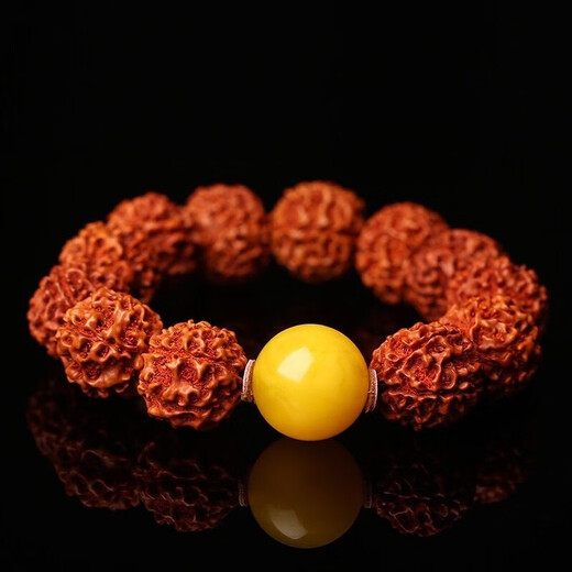 Fat Donglai same style beeswax loose beads single bead chicken oil yellow amber round beads white nectar bracelet with bead bracelet cultural toy full honey chicken oil yellow 20MM 1 piece