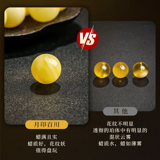 Yueyin Baichuan beeswax ball DIY amber loose bead accessories with certificate, ball about 14mm