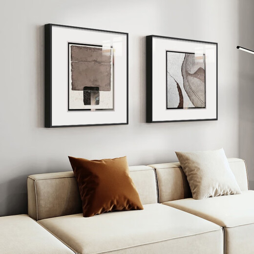 Minimalist living room decorative painting abstract modern simple sofa background wall hanging painting sense black white gray art mural zsh16835-space art outer frame 80x80cm Givenchy aluminum alloy frame + high
