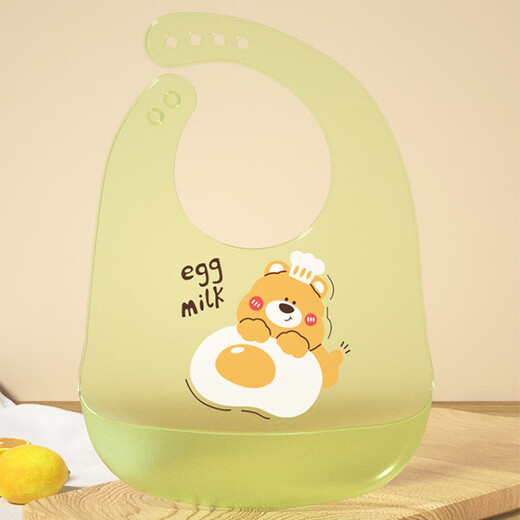 Baos Kinderlätzchen essen über 6 Monate lang 3D dreidimensionaler Speichelbeutel wasserdichtes öl-splash-bestehender Lackholz-Green-Bär