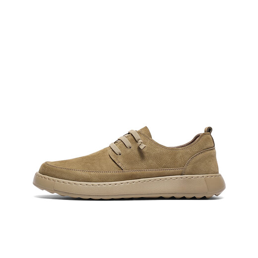 Belle retro work shoes men's 25 spring cowhide soft sole casual leather shoes A1857AM5 khaki 40