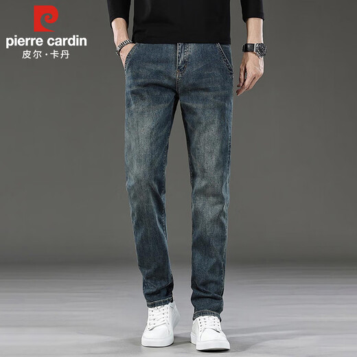 皮尔卡丹（pierre cardin）牛仔裤男春夏季商务休闲潮牌直筒裤子男士弹力高端男裤 复古蓝 32