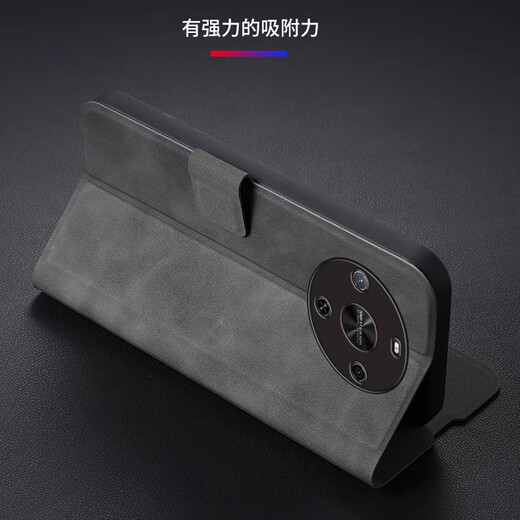 疆科适用华为Hi畅享70Plus手机壳全包翻盖皮套肤感羊巴皮防摔磨砂保护套轻奢商务高档便携式支架可插卡 华为Hi畅享70Plus【石墨灰】 【全包翻盖皮套+配套挂绳】