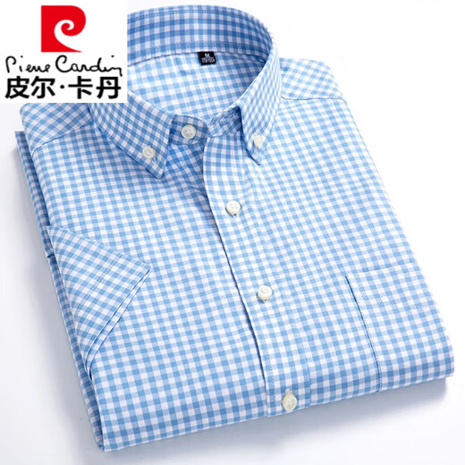 Pierre Cardin reines Baumwoll kleines rotes Plaidhemd Herren kurzärmelige lässige koreanische Version Sommer Japaner Männer halbärmelter kariertes Hemd Zoll Trendy Red Plaid 962 S 38