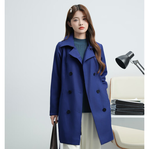 Jüdische Frauenkleidung 2025 Frühling Neues Stil kleines Temperament Doppelreihe mit mittlerer Länge Windbrecher Jacke für Frauen SP Purple 8300 L 165/88a