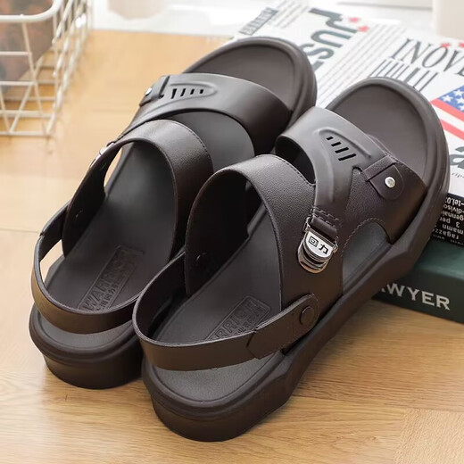 Huili Shanghai Huili Summer Sandals Простые повседневные анти скольжения и устойчивые к износу ежедневные двойные двухпрочные пляжные сандалии Huili 3888 (новый стиль)/черный 39 стандартный размер