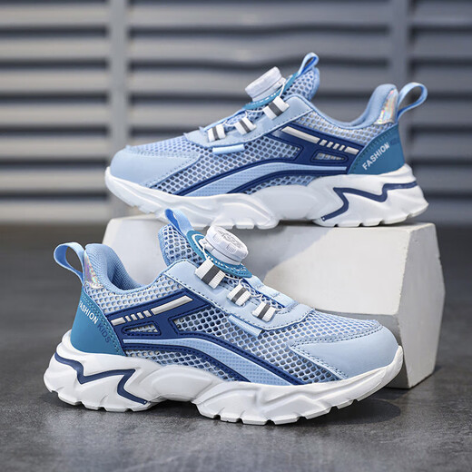 
Children's shoes for boys and girls' shoes for summer breathable mesh medium-sized children's boys running shoes anti-slip sports shoes sky blue (summer mesh) 1291 37 inner length 23.5cm