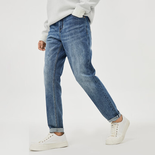 Jack Jones (JACK&JONES) autumn trend button waist washed white worn scratched stretch slim denim trousers for men 225132135