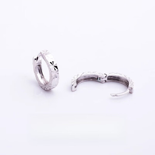 Guanpuge Fat Donglai same style men's platinum earrings PT950 earrings platinum diamond turned rice flower ear buckle plain ring for men and women. Turned flower is about 2.6 grams. A pair is scheduled to have an inner diameter of 9.5