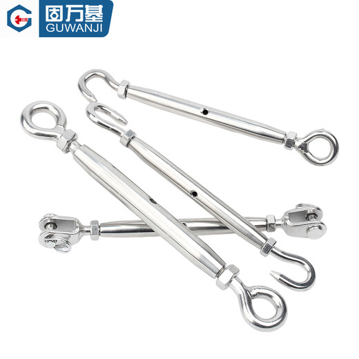 Guwanji 304 stainless steel closed body flower basket screw tensioner wire rope tightener rope tightener hook ring tightening turnbuckle bolt M4 (hook ring) 304 open body