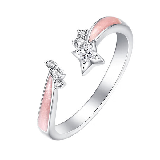 Chow Tai Sang Starlight Lover Female Ring Pure Silver Simple Original Design Anniversary Birthday Gift for Girlfriend Female Ring